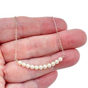 Vintage Sterling Silver 925 Simulated Pearl Necklace 18"